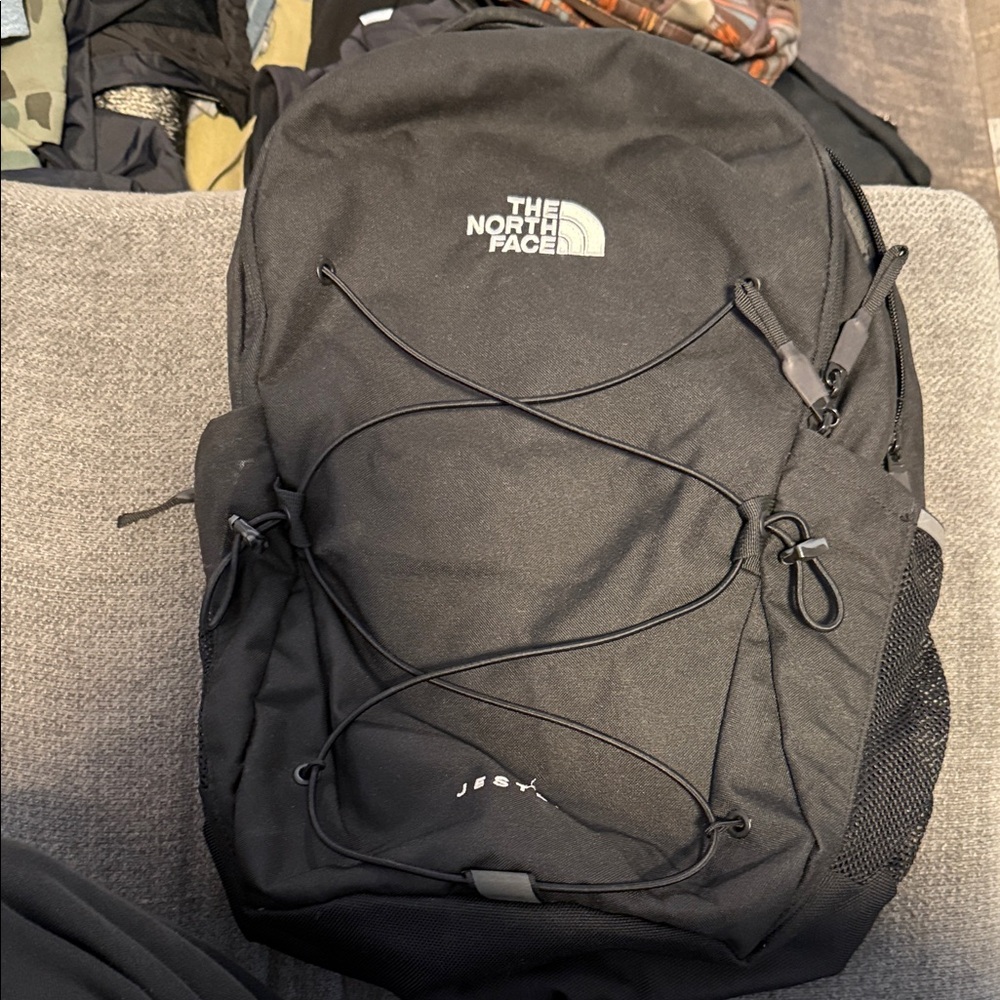 The North Face Black Backpack with Bungee Cord